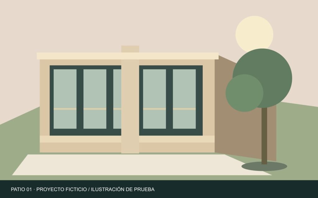 Patio 01 · Patio ilustrativo; recurso sintético de un proyecto ficticio.