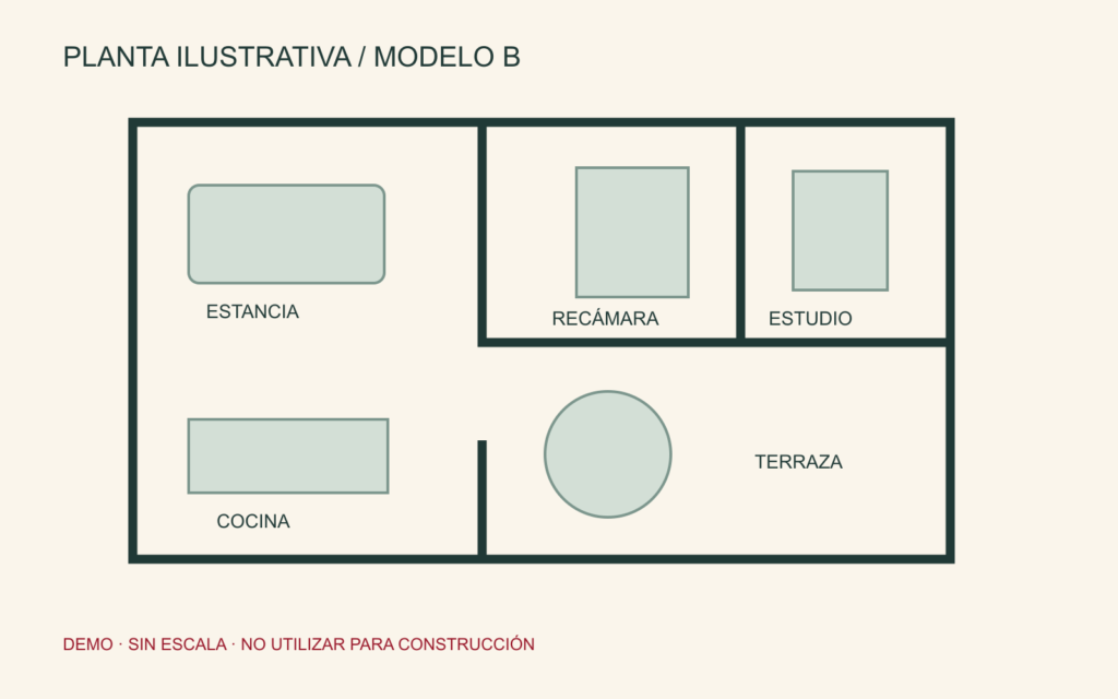 Plano ilustrativo B; recurso sintético de un proyecto ficticio.